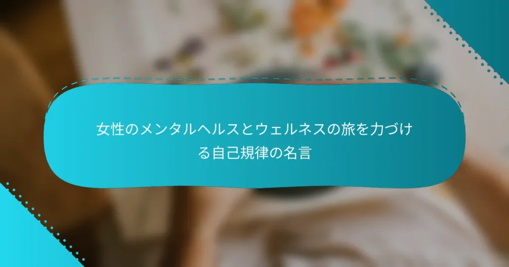 女性のメンタルヘルスとウェルネスの旅を力づける自己規律の名言