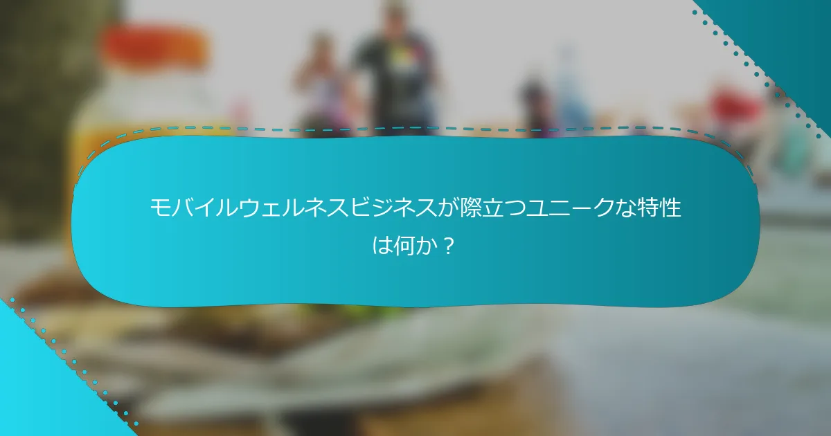 モバイルウェルネスビジネスが際立つユニークな特性は何か？