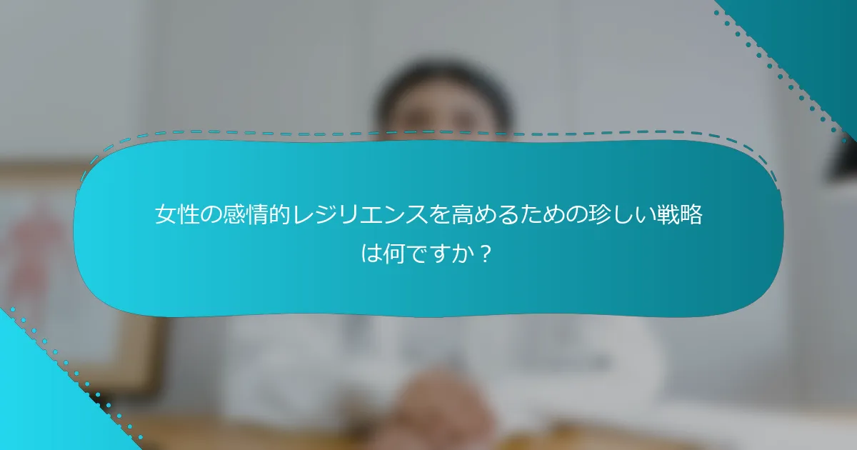 女性の感情的レジリエンスを高めるための珍しい戦略は何ですか？
