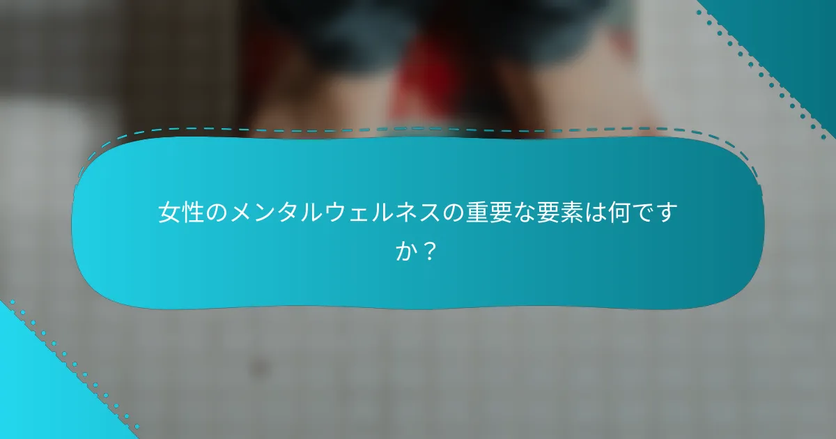 女性のメンタルウェルネスの重要な要素は何ですか？