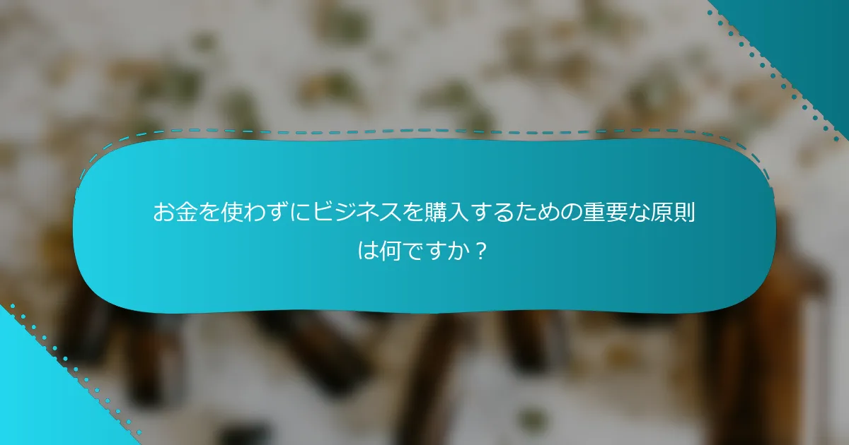 お金を使わずにビジネスを購入するための重要な原則は何ですか？