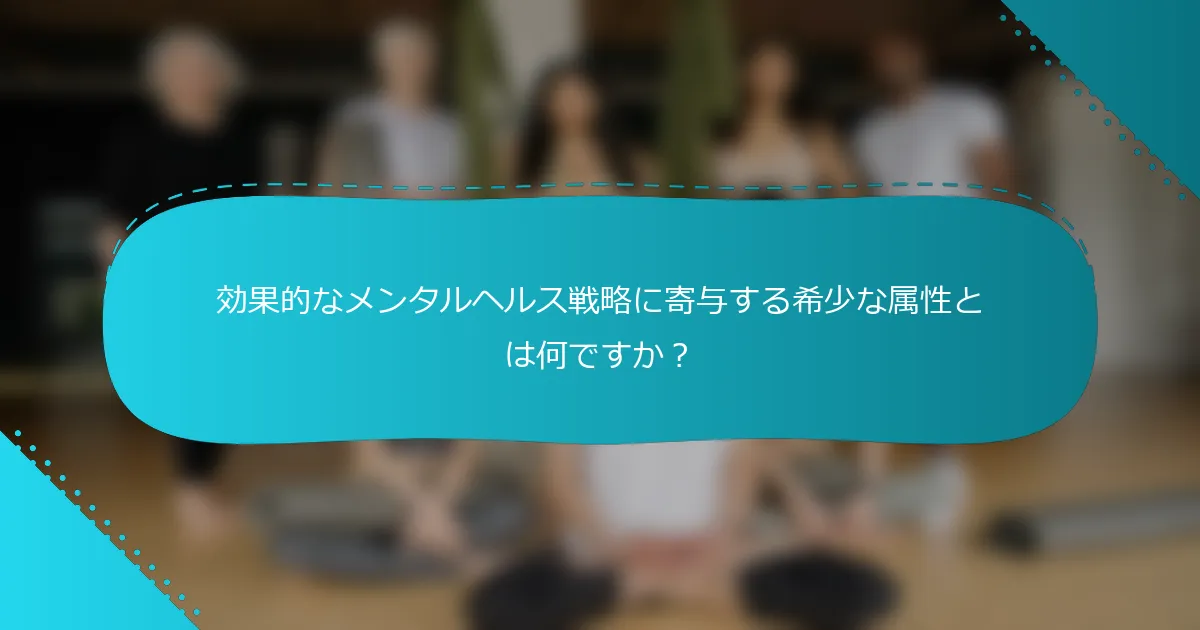効果的なメンタルヘルス戦略に寄与する希少な属性とは何ですか？
