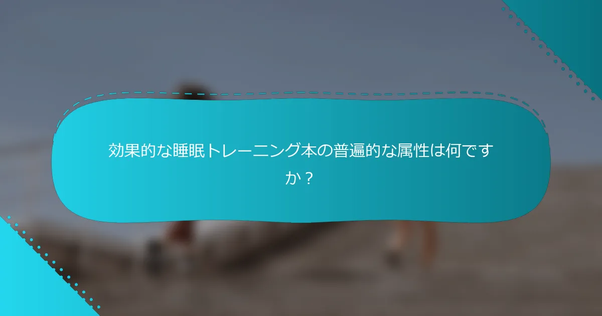 効果的な睡眠トレーニング本の普遍的な属性は何ですか？
